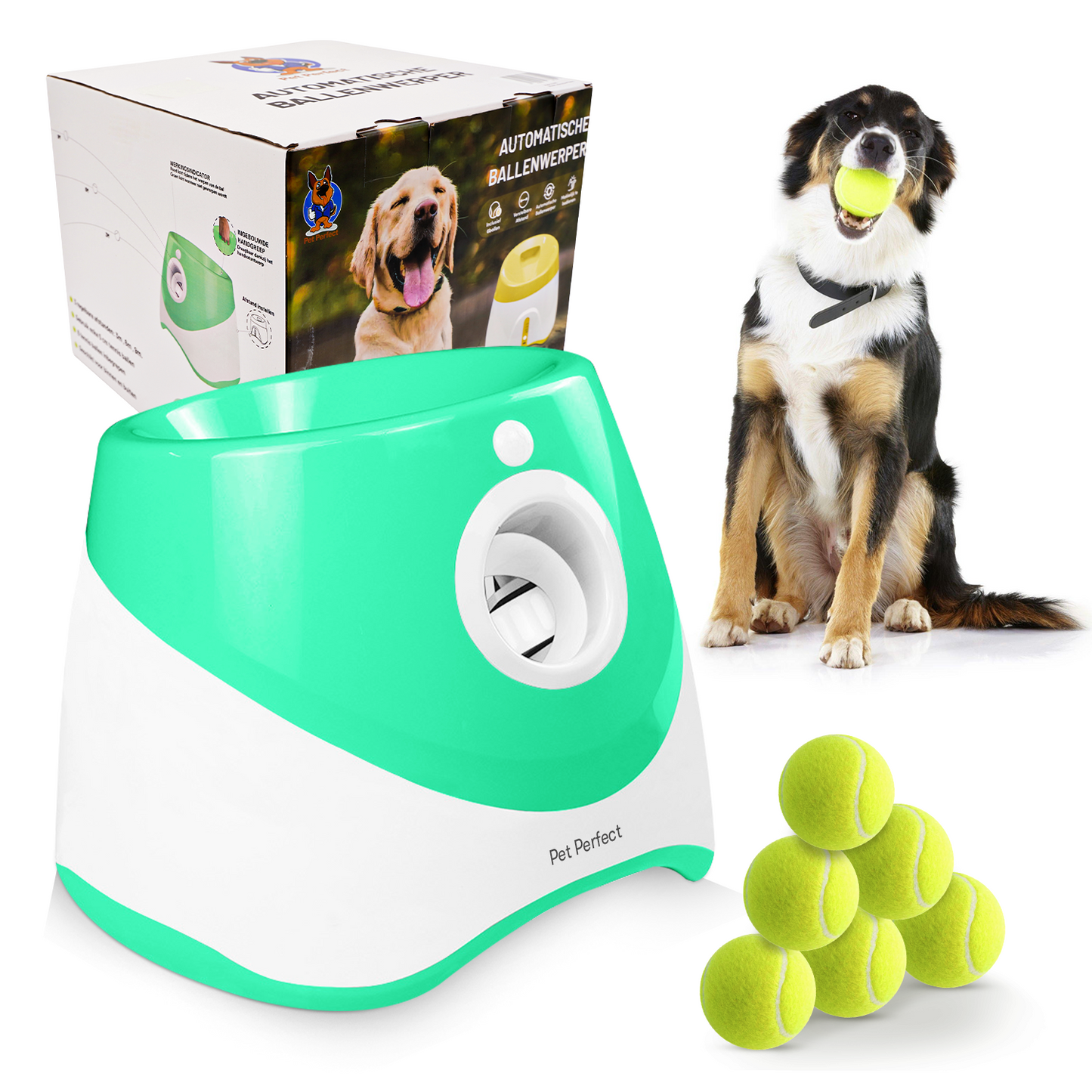 Pet Perfect automatische ballenwerper voor honden in groen