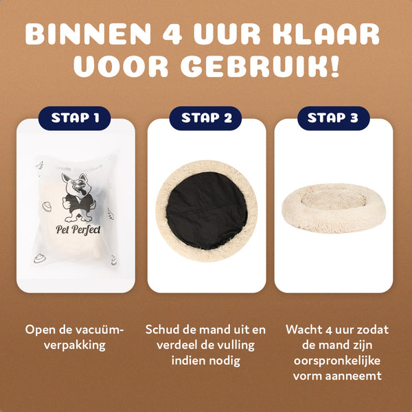 Pet Perfect Fluffy Donut Hondenmand - Rond - Wasbaar