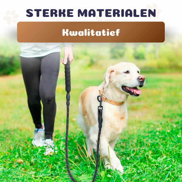 Korte honden leiband met reflecterende strips