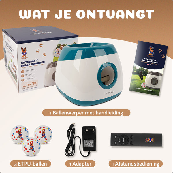 Pet Perfect automatische ballenwerper inhoud doos